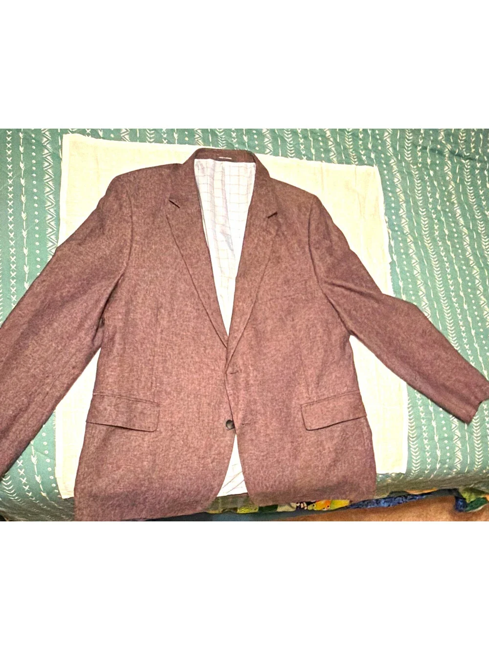 Stafford Men’s Classic Fit Gray Tweed Sport Coat Jacket 48R Linen Cotton